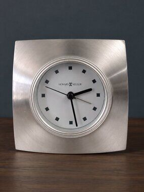 Howard Miller San Bernardino 645-420 Silver Modern Desk Alarm Clock Working